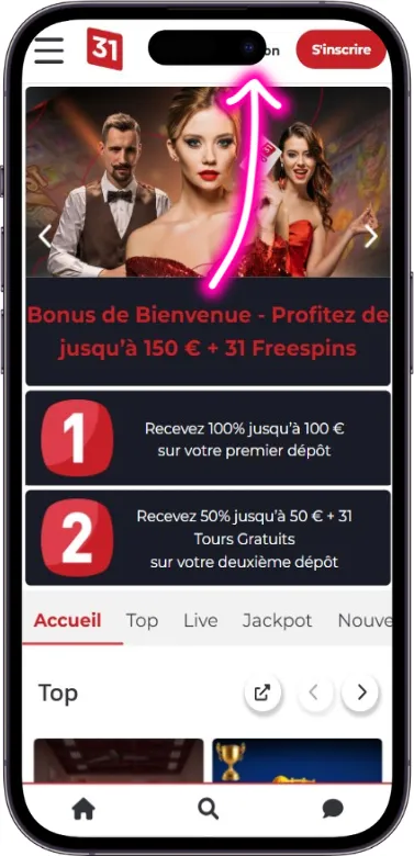 Lucky31 bouton de connexion