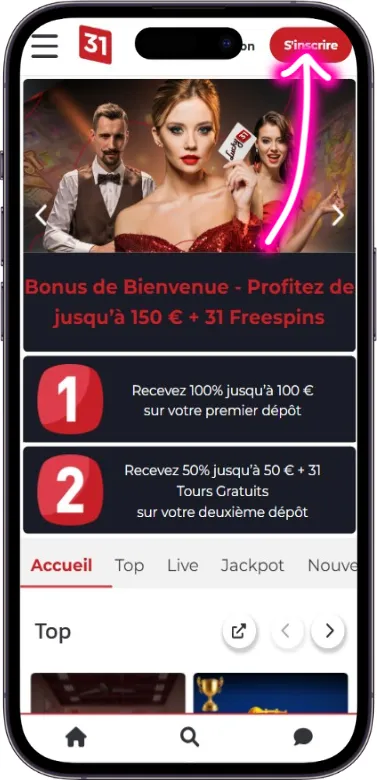 Lucky31 bouton d'inscription