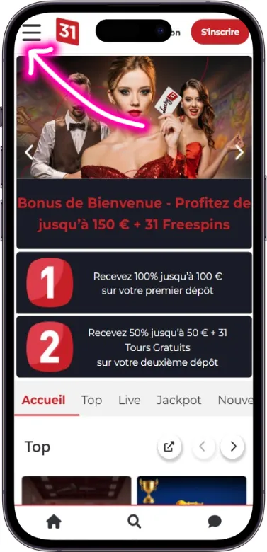 Lucky31 Casino menu icon